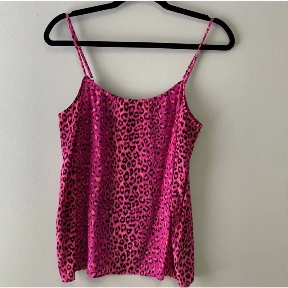 Equipment Femme Layla pink leopard silk camisole size medium pink black